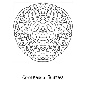 Imagen para colorear de un mandala de verano con pelotas de playa y chancletas