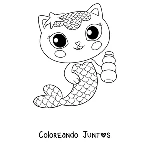 Imagen para colorear de MerCat, la gata sirena