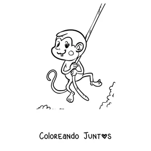 Imagen para colorear de un mono columpiándose de una liana