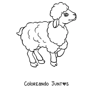 Imagen para colorear de oveja caminando contenta