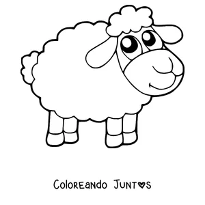 Imagen para colorear de oveja de dibujos animados parada