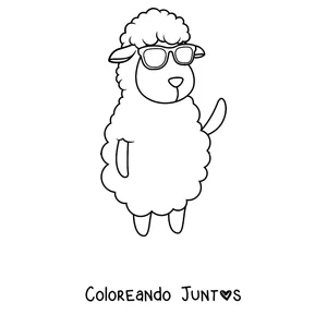 Imagen para colorear de oveja con anteojos