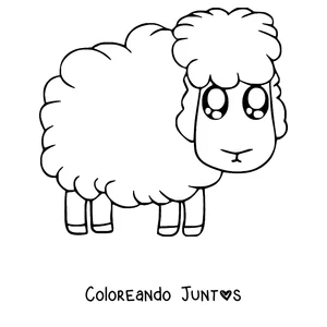 Imagen para colorear de oveja esponjosa de ojos brillantes
