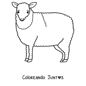 Imagen para colorear de oveja lanuda de perfil