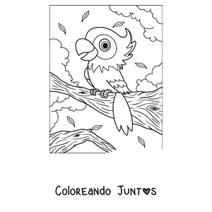 Imagen para colorear de un papagayo tierno para los más chiquitos