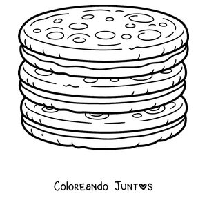 Imagen para colorear de una pila de arepas