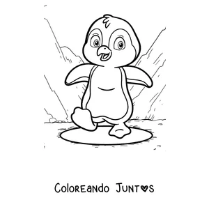 Imagen para colorear de un pingüino caminando