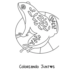 Imagen para colorear de una rana con patrones tipo mandala sobre un nenúfar