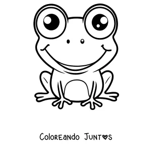 Imagen para colorear de una rana sonriente de ojos grandes