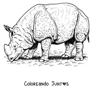 Imagen para colorear de un rinoceronte indio con la piel en forma de placas