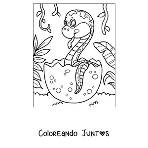 Imagen para colorear de una serpiente bebé saliendo del huevo