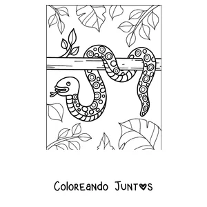Imagen para colorear de una serpiente enroscada en una rama