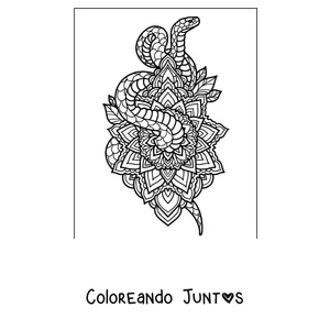 Imagen para colorear de una serpiente con un mandala