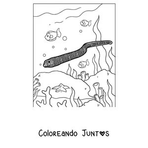 Imagen para colorear de una serpiente marina nadando