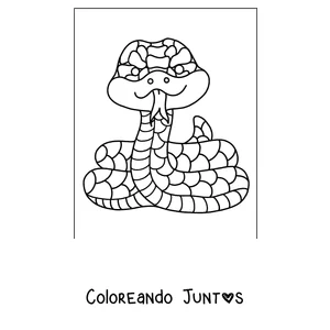 Imagen para colorear de una serpiente sonriente de dibujo animado