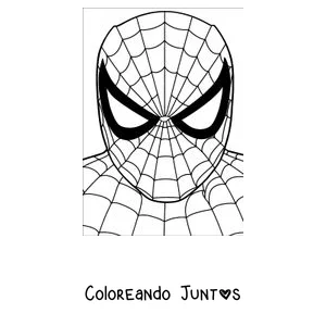 Imagen para colorear del rostro de Spider-Man con su máscara y los ojos grandes