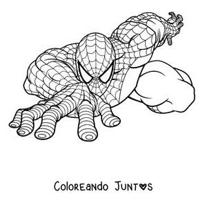 Imagen para colorear de Spider-Man trepando con su traje clásico