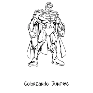 Imagen para colorear de Superman de pie con los puños cerrados