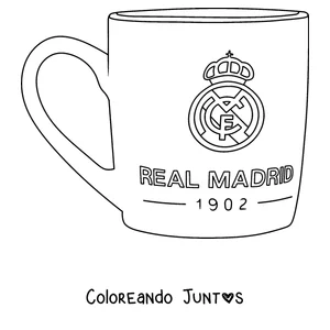 Imagen para colorear de una taza con el escudo del Real Madrid y el año 1902