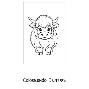 Imagen para colorear de ternero highland esponjoso
