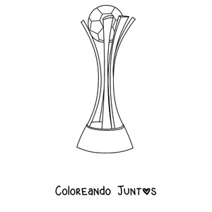 Imagen para colorear del trofeo del Mundial de Clubes con un balón arriba