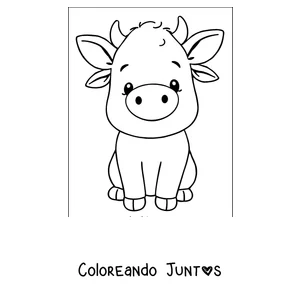 Imagen para colorear de vaca sonriente de frente
