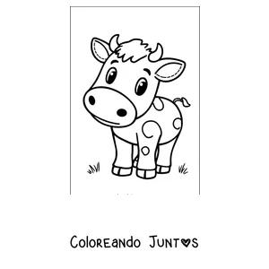 Imagen para colorear de vaca tierna con manchas parada de frente