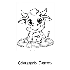 Imagen para colorear de vaquita juguetona de ojos grandes